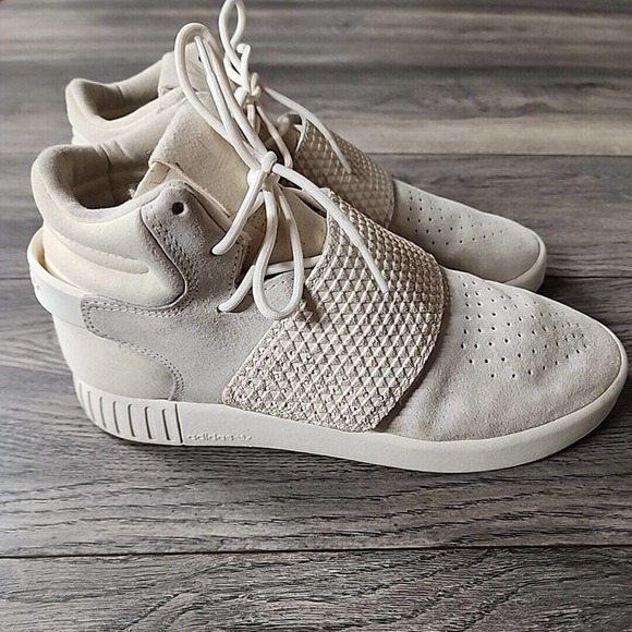 Adidas Tubular High Top Suede White Size 7 Mens - Picture 2 of 10